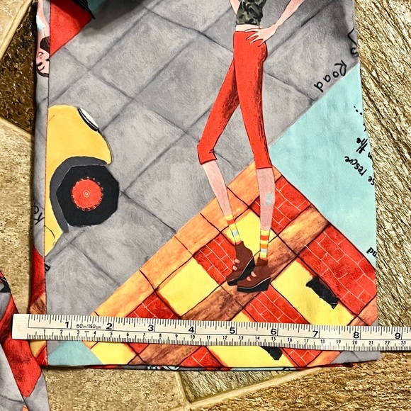 Ivy Jane Teal Yellow Red Notting Hill London Flared Leg Cropped Pants Women Sz 4 - Picture 10 of 15